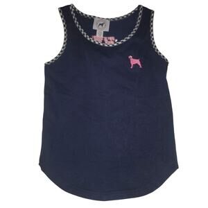 Southern Girl Prep NEW Sleeveless tank Shirt Cotton YOUTH LARGE dark blue plaid